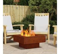 Ziaphsol Brasero carré en acier résistant aux intempéries, marron, 60 x 60 x 30 cm, pour jardin, terrasse, balcon, foyer extérieur pour s'asseoir au feu, avec température maximale de 600 °C