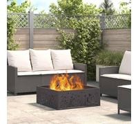 Ziaphsol Brasero carré noir 80 x 80 x 30 cm en acier 13,15 kg pour terrasse, balcon, jardin, soirées de camping, pour chaleur et convivialité à l'extérieur