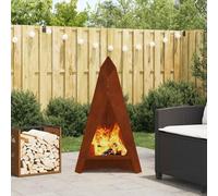 Ziaphsol Brasero rectangulaire marron en acier résistant aux intempéries 58 x 40 x 100 cm pour bûches dans le jardin, la terrasse et le balcon, pour chaleur et soirées confortables