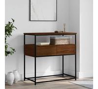 Ziaphsol Brown Oak Console Table 75x40x75 cm Wooden Engineering Frame Modern Industrial Design Entryway Sofa Side Table with Storage for Living Room Hallway