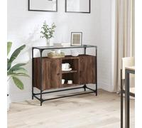Ziaphsol Buffet avec Dessus en Verre en Bois d'ingénierie chêne Marron pour Salon Salle à Manger Meuble de Rangement Pratique et élégant