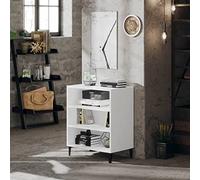 Ziaphsol Buffet Blanc 57x35x70 cm Bois d’ingénierie avec 3 étagères pour Rangement Salon Salle à Manger Cuisine entrée Couloir Chambre Bureau