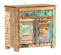 Ziaphsol Buffet en Bois Massif récupéré 70x35x65 cm avec 2 Portes et 2 tiroirs Meuble de Rangement Antique pour Salon Salle à Manger Chambre