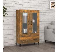 Ziaphsol Buffet Haut chêne fumé 70 x 31 x 115 cm Bois d ingénierie, Rangement avec tiroir, Porte, étagere et vitrine pour Salon Salle a Manger Cuisine Entree Couloir Chambre Bureau