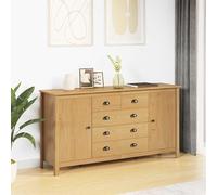 Ziaphsol Buffet HILL marron miel en pin massif 154 x 40 x 80 cm avec 5 tiroirs, 2 étagères, 2 portes pivotantes, pour salon, couloir, espace de rangement