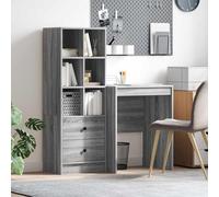 Ziaphsol Bureau avec tiroirs et étagères en Bois d'ingénierie Gris Sonoma pour Espace de Travail Professionnel ou Domicile, Rangement Compact pour Ordinateur, écriture, télétravail et étudiant
