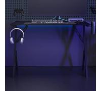 Ziaphsol Bureau de Jeu Noir avec Pieds en Y 110x60x75 cm, Meuble Ergonomique pour Ordinateur, Organisation Pratique, Stable et élégant pour Domicile, Bureau ou Salle de Jeu
