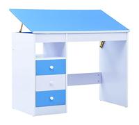 Ziaphsol Bureau inclinable pour enfant - En bois - 100 x 55 x 73-87 cm - Avec 3 tiroirs et butée - Pour table à dessin, inclinaison - Pour apprendre à lire
