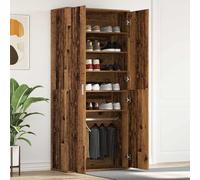 Ziaphsol Cabinet à Chaussures en Bois Ancien 80 x 39 x 178 cm avec étagères, Armoire penderie modulable pour Rangement organisé dans entrée, Couloir, vestiaire ou Chambre