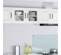 Ziaphsol Cabinet en Verre Mural Porto 2 pcs Blanc Brillant pour Rangement Cuisine Moderne, Meuble Mural élégant, étagères Solides, idéal pour Vaisselle, épices, Micro-Ondes, Salle à Manger ou Salon
