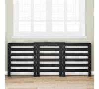 Ziaphsol Cache-radiateur aspect chêne noir en bois 205 x 21,5 x 83,5 cm, avec étagère et lattes verticales pour une circulation efficace de la chaleur dans le salon