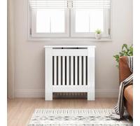 Ziaphsol Cache-radiateur blanc brillant en bois 78 x 19 x 81,5 cm avec étagère, design à lattes verticales pour une meilleure répartition de la chaleur dans le salon