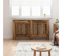 Ziaphsol Cache-radiateur en bois vieilli - 152 x 19 x 81,5 cm - Design à lattes verticales avec étagère pour une répartition efficace de la chaleur dans le salon
