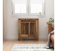 Ziaphsol Cache-radiateur en bois vieilli, 78 x 19 x 81,5 cm, pour intérieur, avec étagère, design à lattes verticales pour la répartition de la chaleur, accessoires de radiateur