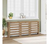 Ziaphsol Cache-radiateur en chêne Artisan 205 x 21,5 x 83,5 cm, avec lattes horizontales, étagère pour salon, chauffage, radiateur, salle de bain et cuisine