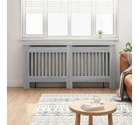 Ziaphsol Cache-radiateur gris Sonoma en bois 172 x 19 x 81,5 cm avec étagère pour salon, salle de bain, cuisine, design à lattes verticales pour répartition de la chaleur et accessoires de chauffage