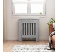 Ziaphsol Cache-radiateur gris Sonoma en bois 78 x 19 x 81,5 cm avec design à lattes verticales et étagère intégrée pour salon, montage nécessaire