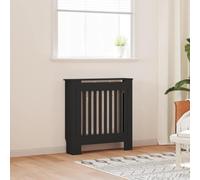 Ziaphsol Cache-radiateur noir en bois 78 x 19 x 81,5 cm avec étagère, design à lattes verticales, pour salon, chambre à coucher, répartition de la chaleur et rangement