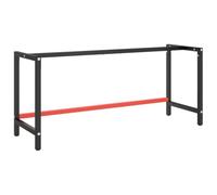Ziaphsol Cadre de Banc de Travail en métal Noir et Rouge Mat 180x57x79 cm Support Stable pour Bricolage et Atelier avec Dessus pré-percé, idéal pour Bureau Cuisine Salon Salle à Manger