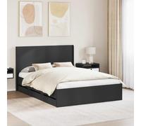 Ziaphsol Cadre de lit avec espace de rangement et tête de lit, noir, 120 x 190 cm, en bois, plate-forme stable pour chambre à coucher, comprend 6 tiroirs, design moderne, nettoyage facile