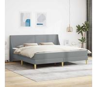 Ziaphsol Cadre de lit avec matelas, gris clair, polyester, 200 x 200 cm, 1 lot avec sommier à lattes, housse respirante, cadre en contreplaqué pour chambre à coucher, lit d'appoint, confort