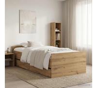 Ziaphsol Cadre de lit en chêne Artisan, 100 x 200 cm, matériau en bois, design moderne, soutien stable, pour chambre à coucher, confort et durable