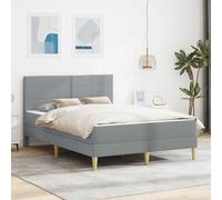 Ziaphsol Cadre de lit en polyester gris clair avec matelas de 160 x 200 cm, cadre en contreplaqué, sommier à lattes, pieds en plastique à ressorts, pour chambre à coucher et lit d'appoint, confort