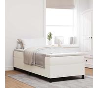 Ziaphsol Cadre de lit plateforme crème 90 x 200 cm en pin avec sommier à lattes solide, design moderne, facile à monter, tissu durable, respirant, pour chambre à coucher