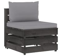 Ziaphsol Canapé Central sectionnel modulable en pin imprégné Gris avec Coussins, Assise 60 x 70 x 66 cm, Dossier 13 cm, pour Jardin terrasse Balcon Patio Lounge Salon détente