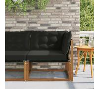 Ziaphsol Canapé d Angle extérieur en Bois d Acacia Massif et textilène, Module Fauteuil Pouf Banquette méridienne, siège modulable pour Jardin terrasse Balcon Patio Lounge