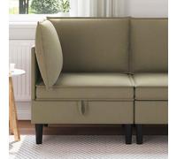 Ziaphsol Canapé d'angle avec Rangement en Velours Kaki Moderne pour Salon séjour Chambre Bureau avec Coffre déhoussable et modulable, Design scandinave Confortable et Pratique