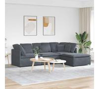 Ziaphsol Canapé d'angle modulaire avec repose-pieds et coussin en velours gris foncé pour salon, salon et bureau, design flexible avec fonction sommeil, tissu de haute qualité, groupe de sièges