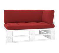 Ziaphsol Canapé d'angle Palette Jardin Bois de pin imprégné Blanc, Module modulable, siège avec Coussin Rouge pour terrasse Balcon Patio véranda Salon détente extérieur intérieur, 110 x 65 x 55 cm
