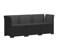 Ziaphsol Canapé de Jardin 3 Places Aspect Rattan PP Anthracite Modular Lounge Extérieur Résistant UV et Intempéries pour Terrasse Balcon Véranda