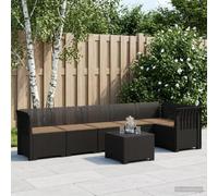 Ziaphsol Canapé de Jardin 6 Places avec Coussins Aspect Rattan PP Résistant aux Intempéries, UV, Modular, pour Terrasse Balcon Véranda Lounge, Structure Durable