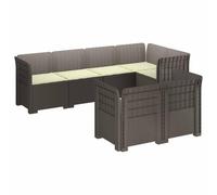 Ziaphsol Canapé de Jardin 7 Places avec Coussins Crème Résistant aux UV Polypropylène Modular pour Terrasse Balcon Véranda Lounge Détente