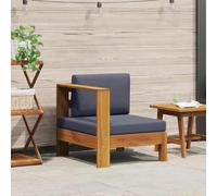 Ziaphsol Canapé Fauteuil Module Angle en Bois d’Acacia Massif Gris foncé, accoudoir Gauche, Coussin 10 cm, siège modulable pour Jardin terrasse Balcon Patio Salon détente