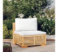 Ziaphsol Canapé Fauteuil Pouf Angle Module élément siège Banquette Sofa méridienne chauffeuse modulable, Structure en Bois de Teck Massif, Coussins crème, Jardin terrasse Balcon Patio véranda Lounge