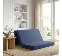Ziaphsol Canapé-lit Pliable 160 x 67 x 45 cm Bleu en Tissu Respirant avec Housse Amovible, Convertible pour Chambre ou Studio, Solution pour Couchage et Repos Quotidien