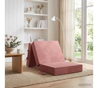 Ziaphsol Canapé-lit Pliable 75 x 67 x 45 cm Rose en Velours avec Housse zippée, Convertible pour Chambre ou Studio, Solution pour Couchage et Repos Quotidien