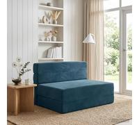 Ziaphsol Canapé-lit pliable bleu 70 x 72 x 60 cm en tissu extensible avec fonction sommeil, design moderne, pour salon, bureau ou salon, coffre de lit inclus, facile à nettoyer, peu encombrant