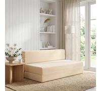 Ziaphsol Canapé-lit Pliable Crème 152 x 86,5 x 60 cm Tissu Polyester Convertible réversible pour Salon Chambre Bureau avec Housse déhoussable et Coffre de Rangement