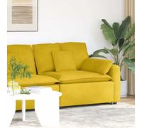 Ziaphsol Canapé modulaire avec accoudoir, rembourrage en velours jaune, largeur d'assise 100 cm, accoudoir en bois, 4 coussins, cadre en métal, pour salon et chambre d'amis