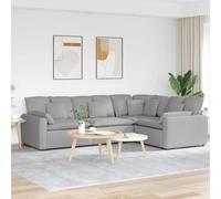 Ziaphsol Canapé modulaire avec coussin gris nuage, tissu paysage avec cadre en métal, module de canapé 4 pièces pour salon, chambre d'amis, salon relaxant