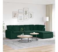 Ziaphsol Canapé modulaire avec repose-pieds et coussin, en velours vert foncé, 4 pièces, canapé d'angle, salon avec module de canapé, chaise longue, ottoman, canapé lounge pour salon