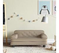Ziaphsol Canapé pour enfant Cappuccino 70 x 45 x 30 cm en cuir synthétique rembourré, bords rembourrés, cadre en pin pour chambre d'enfant, 50 kg
