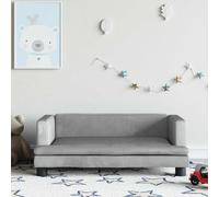 Ziaphsol Canapé pour enfant gris clair en velours avec rembourrage en mousse, 80 x 45 x 30 cm, bois de pin massif, rembourré tout autour, pour chambre d'enfant, salon pour jouer et se détendre