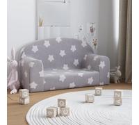 Ziaphsol Canapé pour Enfants 2 Places Gris Clair avec étoiles Peluche Douce Dimensions 84 x 34 x 45 cm, Housse Amovible, sécurisé, idéal pour Chambre bébé, Nursery, Salon, Confort et sécurité