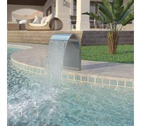 Ziaphsol Cascade de piscine en acier inoxydable - 45 x 30 x 65 cm - Argenté - Pour bassin - Fontaine - Débit d'eau uniforme pour raccord de pompe à eau