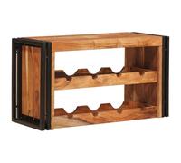 Ziaphsol Casier à vin marron 80 x 45 x 33 cm en bois d'acacia massif avec cadre en fer - Montage mural pour bouteilles - Rangement peu encombrant dans la cuisine, salle à manger, cave